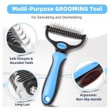 JASWELL Pet Grooming Tool- 2 Sided Undercoat Rake for Dogs &Cats-Safe and Effective Dematting Comb for Mats&Tangles Removing-No More Nasty Shedding or Flying Hair Blue