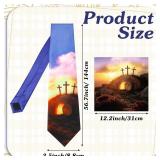Skicuff 2 Pcs Easter Tie and Pocket Square Set Easter Men Cross Ties Handkerchief Religious Necktie Jesus Resurrection Tie Christian Ties for Church Business Formal Men Party Decor