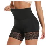 MISS MOLY Slips Shorts for Under Dresses Women High Waist Shapewear Shorts Anti Chafing Thigh Slimmer Lace Underwear Black XL