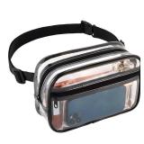 Clear Fanny Pack for Stadium Events - Clear Bag for Women Men | Lightweight Waist Pack for Concerts, Sports Games Day & Travel | Stadium Approved Transparent Bag (Black)