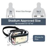 Clear Fanny Pack for Stadium Events - Clear Bag for Women Men | Lightweight Waist Pack for Concerts, Sports Games Day & Travel | Stadium Approved Transparent Bag (Black)
