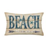 Tlovudori Ocean Beach Throw Pillow Covers Beach Quote Words with Coastal Sea Lobster Starfish Conch Decorative Cotton Linen Pillowcase Home Sofa Chair Decor Cushion Cover 12X20Inch (Oq-Beach)