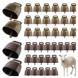 A 40 PCS Cow Bells, Grazing Copper Bells, Metal Cow Bells with Crisp Sound, Loud Animal Copper Bronze Bells, Vintage Grazing Bells for Cow Horse Sheep, 2 Colors