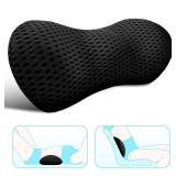 Lumbar Support Pillow for Office Chair, Memory Foam Lumbar Pillow for Lower Back Pain Relief (Oval Black)