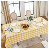 Softalker Gingham Checkered Rectangle Tablecloth - Waterproof Buffalo Plaid Table Cloth Stain Resistant Washable Table Cover for Picnic/Camping/Outdoor - Yellow and White, 60 x 84 Inch (2pk)