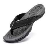 GUBARUN Mens Sport Flip Flops Comfort Casual Thong Sandals Outdoor81Grey Black12