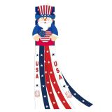 40 Inches Uncle Sam Windsock Decoration, Patriotic USA Themed Hanging Outdoor Wind Sock Ornament with Red, White, Blue Streamers, 