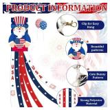 40 Inches Uncle Sam Windsock Decoration, Patriotic USA Themed Hanging Outdoor Wind Sock Ornament with Red, White, Blue Streamers, 