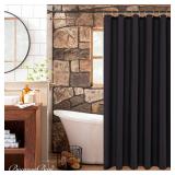 Biscaynebay Fabric Shower Narrow Stall Liners 48\" Width by 72\" Length, Black Water Resistant Bathroom Curtains, Rust Resistant Grommets (8 Holes) Weighted Bottom Machine Washable