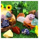 UFEEL 3 LB Bulk Rough Stone Mix Large 1\" Natural Raw Crystals for Tumbling Cabbing Polishing Wire Wrapping