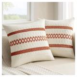MIULEE Set of 2 Burnt Orange Fall Decorative Pillow Covers 18x18 Inch Farmhouse Rustic Boho Couch Throw Pillows Modern Cotton Cushion Covers Retro Cute Macrame Woven Home Decor for Bed Sofa Chair
