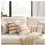 MIULEE Set of 2 Burnt Orange Fall Decorative Pillow Covers 18x18 Inch Farmhouse Rustic Boho Couch Throw Pillows Modern Cotton Cushion Covers Retro Cute Macrame Woven Home Decor for Bed Sofa Chair