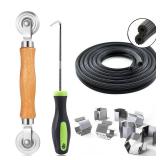 Screen Repair Kit, King&Charles 4 in 1 Screen Roller Tools with Bearing & Removal Hook & Clips(8 pcs) & Spline(32 ft) and User Manual, for Install/Replace Door Window Mesh