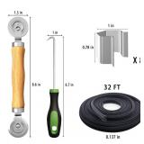 Screen Repair Kit, King&Charles 4 in 1 Screen Roller Tools with Bearing & Removal Hook & Clips(8 pcs) & Spline(32 ft) and User Manual, for Install/Replace Door Window Mesh