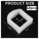 12pcs Cat Water Fountain Foam Filters, Pet Fountain Sponge Filter Replacement for Drinkwell Stainless Steel 360 Water Fountain