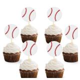 24pc Glitter Baseball Cupcake Toppers - Baseball Party Decorations, Player Toppers - Baby Shower Theme