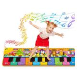 Kids Musical Piano Mats with 25 Music Sounds, Musical Toys Baby Floor Piano Keyboard Mat Carpet Animal Blanket Touch Playmat Early Education Toys for 1 2 3 4 5 6+ Years Old Girls Boys Toddlers