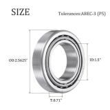 uxcell LM29749/LM29710 Tapered Roller Bearing Cone and Cup, 1.5\" Bore x 2.5625\" OD x 0.71\" Thick, Chrome Steel Taper Bearing Set, ABEC-5