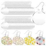 Loetere 168 Pieces Acrylic Earrings Blanks DIY Earrings Making Kit Includes Transparent Round Clear Acrylic Blanks Pendants Hooks and Open Jump Rings for Vinyl DIY Crafts