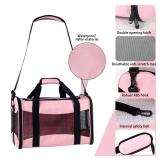 Cat Carrying Case - Pet Carrier Airline Approved, Protable and Breathable Pet Travel Carrier Removable Fleece Pad, Collapsible Cat Carrier Dog Carrier for Medium Cats Small Cats Dogs (Small, Pink)