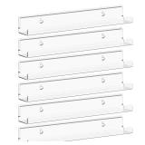 Lifewit Floating Shelves for Vinyl Record, 6 Pack 12\" x 1.5\" Clear Wall Shelves for Nail Polish/Book/Picture/Makeup, Acrylic Display Shelf Organizer for Bedroom, Living Room, Bathroom, Room Decor