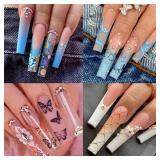 UNA GELLA Full Square Gel Fake Nails Pre-file 120pcs Press On Nails XXL No C Curve Extra Long Nail Tips Clear Long Flat Nail Tips Tapered Square Soft Gel Tips
