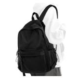 Black School Backpack for Girls Women Waterproof High School Book Bag Cute Backpack for Men Teens Boys, Lightweight Simple Middle School Back Pack Daypack