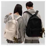 Black School Backpack for Girls Women Waterproof High School Book Bag Cute Backpack for Men Teens Boys, Lightweight Simple Middle School Back Pack Daypack