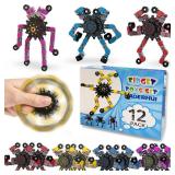 12 Pack Funny Sensory Fidget Toys,Deformable Chain DIY Robot Spinners Fingertip Stress Relief Gyro Toy Birthday Gifts Goodie Bag Easter Basket Stuffers Classroom Prizes Party Favors for Kids Adults