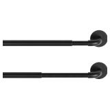 KXLife 2 Pack Adjustable Sticky Self Adhesive 3/8 Inch Sash Curtain Rod for Metal, Wood Doors, 17 to 28 Inch Multi-Use Cafe Sidelight Sash Rods for Door Panels, Windows, Bathroom, (Black,Set of 2)