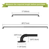 KXLife 2 Pack Adjustable Sticky Self Adhesive 3/8 Inch Sash Curtain Rod for Metal, Wood Doors, 17 to 28 Inch Multi-Use Cafe Sidelight Sash Rods for Door Panels, Windows, Bathroom, (Black,Set of 2)