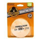 Gorilla Tough & Clear Double Sided Mounting Tape, Clear Tape, 1\" x 150\" (Pack of 1) - Weatherproof for Indoor or Outdoor
