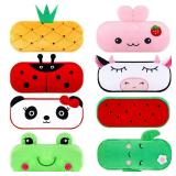 Chivertion 16 Pcs Cute Cartoon Pencil Cases Bulk Zipper Animal and Fruit Plush Pencil Pouch Boxes Japanses Kawaii Stationery Bag