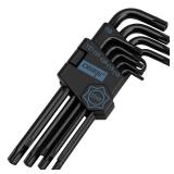 DISEN 9 Pieces Torx Star Allen Wrench Set, Long Arm Star Key Set T10-T50, Chrome Vanadium Steel