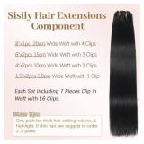 Sisily Clip in Hair Extensions Real Human Hair,14 inch 70g, Natural Straight Human Hair Clip in Extensions for Black Woman, Soft Straight 7pcs Per Set with 16 Clips Double Weft