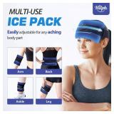 Hilph Reusable Ice Packs for Injuries, Soft Hot and Cold Gel Ice Packs with Adjustable Strap, Flexible Ice Wrap for Joints & Muscle Pain for Back, Shoulders, Head, Legs & More (10.8\" x 5.5\")