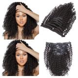 Loxxy Kinky Curly Clip in Human Hair Extensions 3B 3C Kinky Clip Ins Nutural Black Color 8A Afro Kinkys Curly Hair Extensions Clip For Black Women In Double Wefts Real Remy Hair,120G,10 Inch