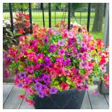 Yastouay 12 Bundles Artificial Flowers for Outdoors, UV Resistant Fake Outdoor Flowers No Fade Faux Outdoor Flowers Plants for Garden Porch Window Box Pot Planters Decor (Fuchsia+Rose Red)