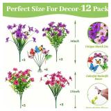 Yastouay 12 Bundles Artificial Flowers for Outdoors, UV Resistant Fake Outdoor Flowers No Fade Faux Outdoor Flowers Plants for Garden Porch Window Box Pot Planters Decor (Fuchsia+Rose Red)