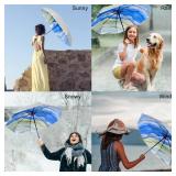 Cuby UV Sun Umbrella Compact Folding Travel Umbrella Auto Open and Close for Windproof, Rainproof & 99.9% UV Protection Parasol with Silver Anti-UV Coating
