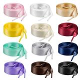 Marrywindix 12 Pairs 47\" Flat Satin Ribbon Shoelaces Colorful Silk Shoestrings Wide Shoe Laces for Sneakers Skate Shoes Boots Sport Shoes (12 Colors)