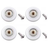 Set of 4pcs 19mm Stainless Steel Shower Door Wheels Rollers Runners, White, 19mm x 4mm