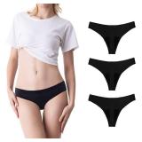SHARICCA Women Postpartum Period Thongs 4 Layers Leakproof Underwear Panties for teen ladies 3 Pack (3Black, L)
