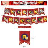 Ezcpigei Looney Tunes Birthday Party Supplies - Banner, 18 Balloons, 12 Cupcake Toppers - Red, Yellow, Blue, Green Cartoon Theme