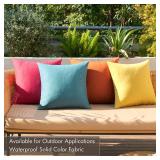 MIULEE Pack of 4 Decorative Outdoor Throw Pillow Covers Linen Waterproof Pillow Covers Farmhouse Cushion Cases for Fall Patio Garden Tent Balcony Couch Sofa 16x16 inch Red/Turquoise