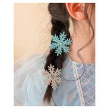 8PCS Snowflake Hair Clip Blue White Christmas Hair Accessories for Women Xmas Bow Hair Clip Festive Snowflake Hairpins Holiday Hair Accessory Party Gifts