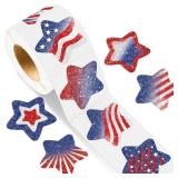 500 Pcs 4th of July Stickers Fourth of July Patriotic Star Roll Sticker for Kids Party Favor Classroom Decoration Red White Blue Star Voting Election Stickers