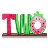 Watermelon Two Letter Sign Wooden Table Centerpieces Two Years Old Baby 2nd Birthday Party Decorations Watermelon Theme Party Supplies Baby Shower Decor, 11.8 x 7.1 Inch