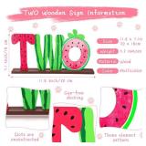 Watermelon Two Letter Sign Wooden Table Centerpieces Two Years Old Baby 2nd Birthday Party Decorations Watermelon Theme Party Supplies Baby Shower Decor, 11.8 x 7.1 Inch