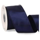 Ribbli Navy Satin Wired Ribbon 2.5 Inch Navy Blue Christmas Ribbon for Gift Wrapping Wreaths Garland Tree Decoration Crafts Home Decor-Continous 20 Yards